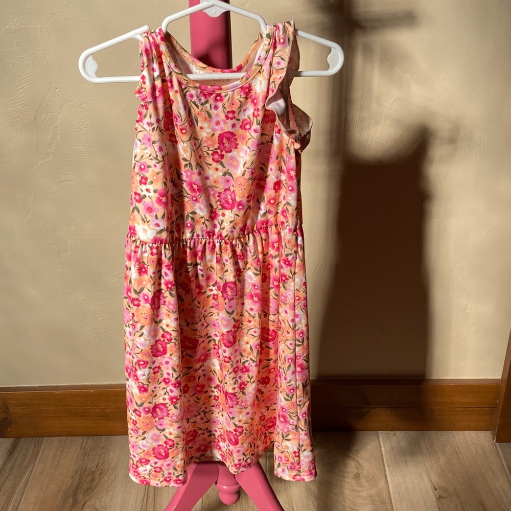 btween Floral Pink and Cream Kids Dress in